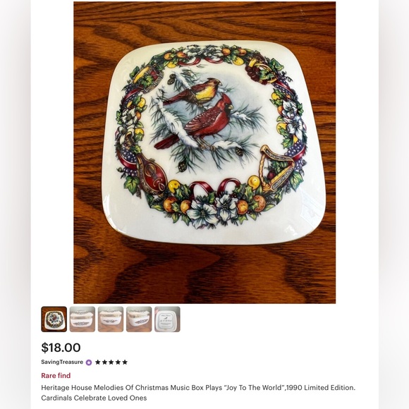 VINTAGE HERITAGE HOUSE INC. MELODIES OF CHRISTMAS MUSIC BOX - Picture 12 of 14